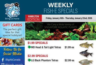 Big Al's (Hamilton) Weekly Specials January 16 to 22