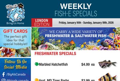 Big Al's (London) Weekend Specials January 16 to 18