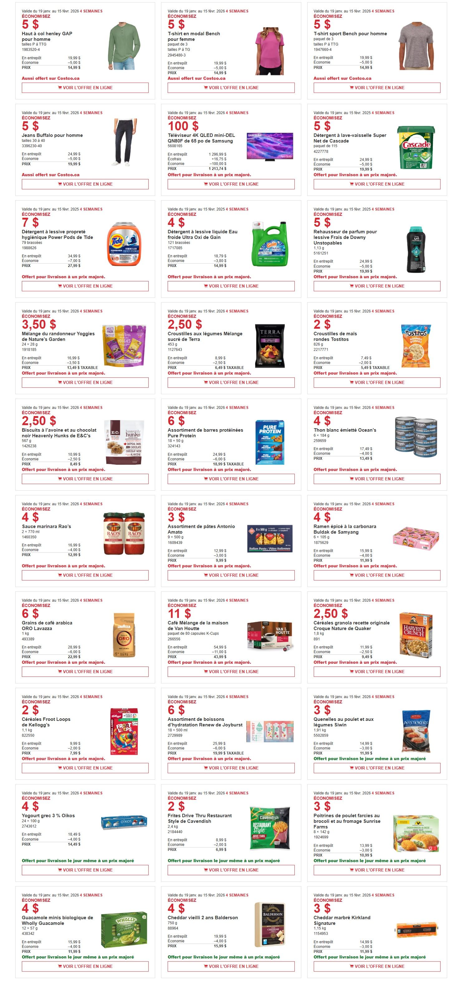 Costco (QC) Warehouse Offers January 19 to February 15