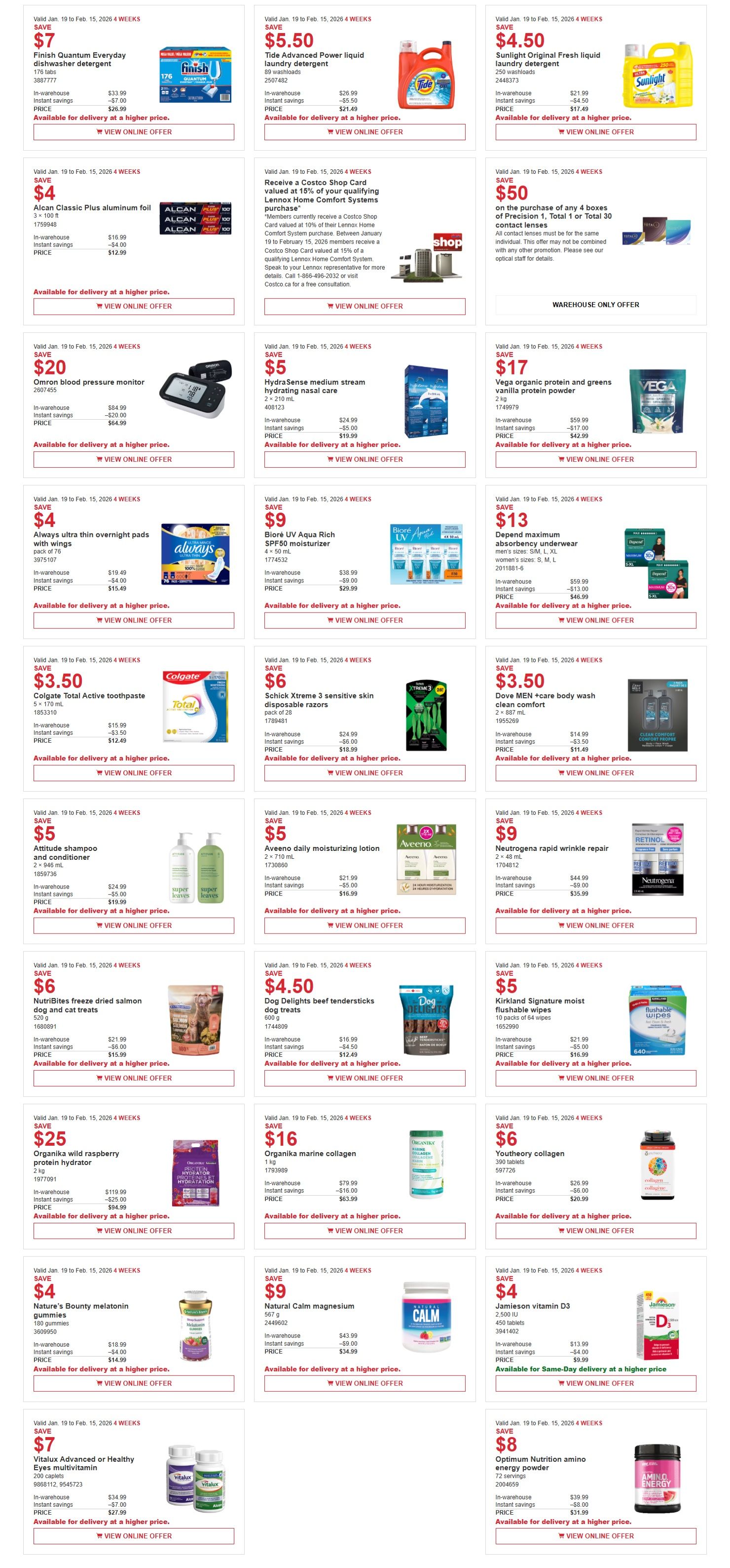 Costco (West, ON, Atlantic Canada) Warehouse Offers January 19 to February 15