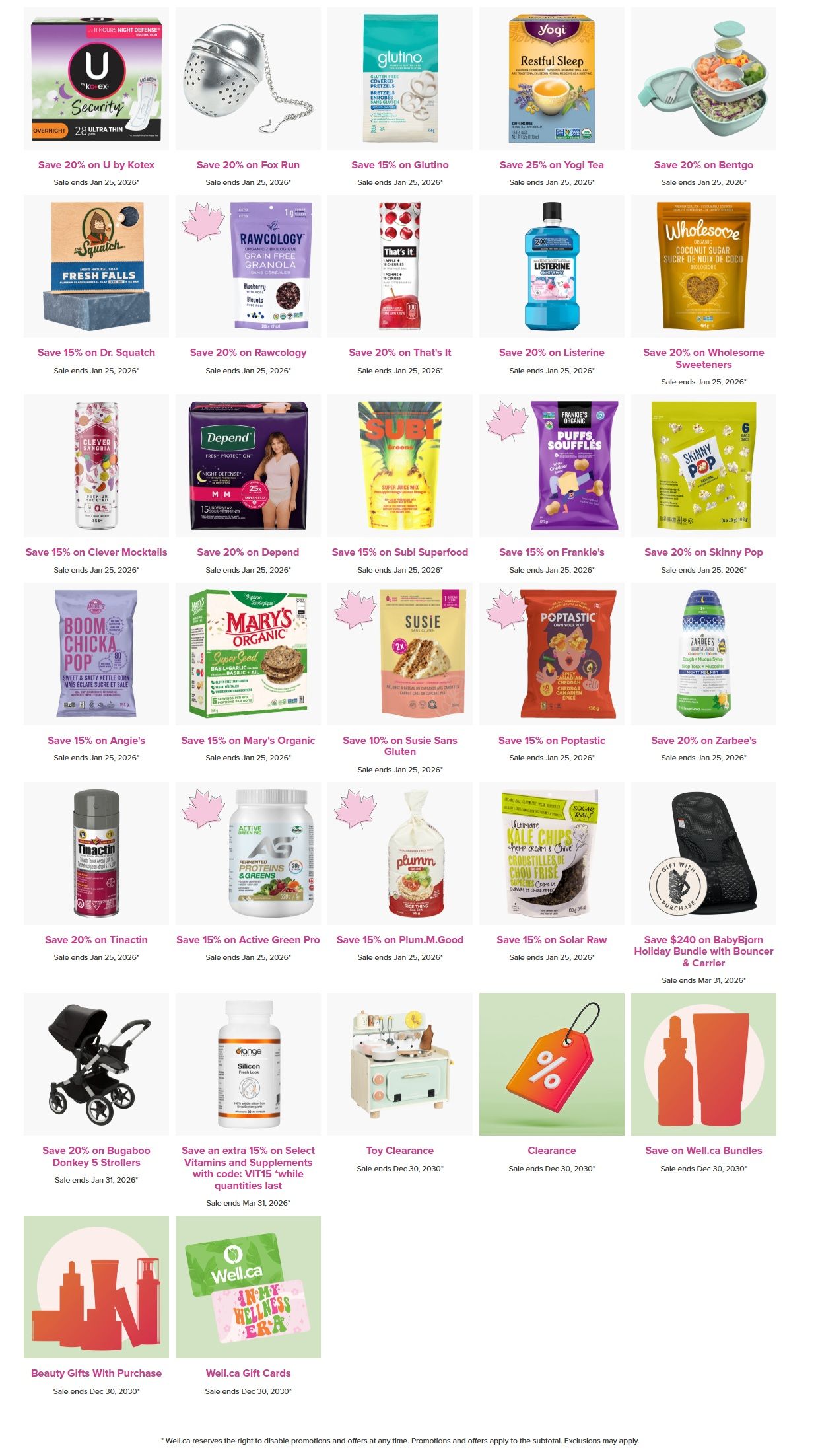 Well.ca Weekly Sales January 19 to 25