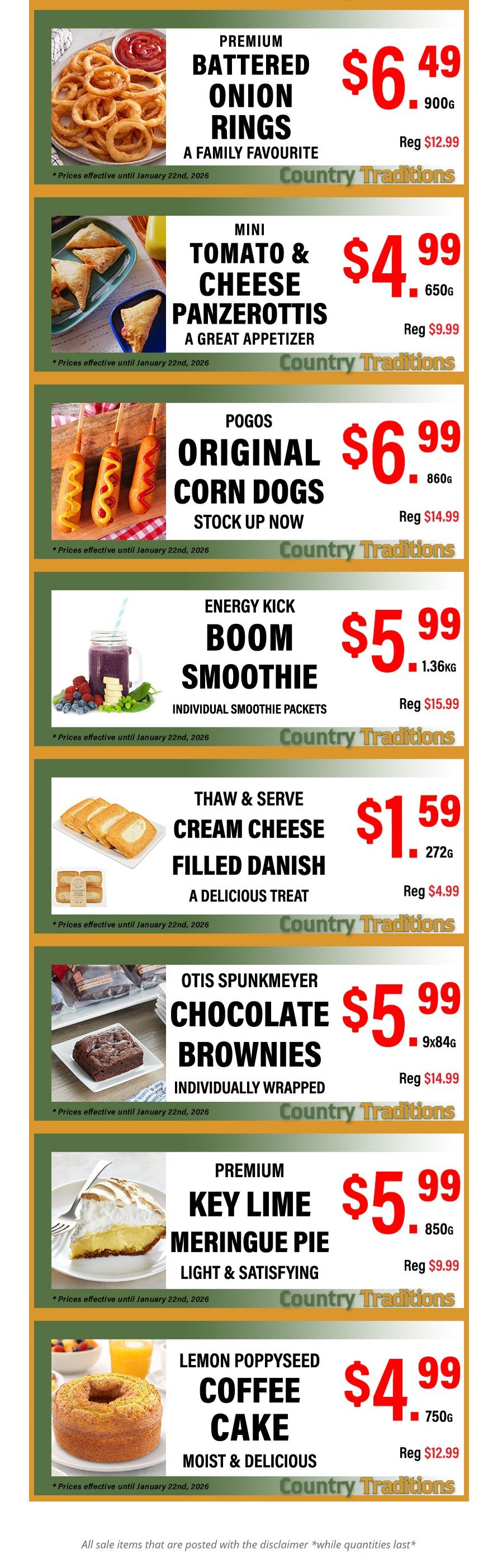 Country Traditions One-Shot Deals Flyer January 16 to 22