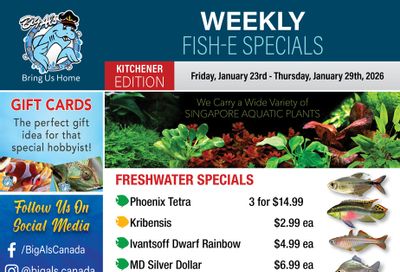 Big Al's (Kitchener) Weekly Specials January 23 to 29