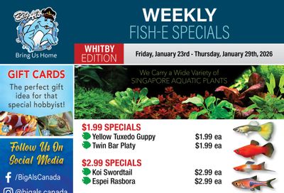 Big Al's (Whitby) Weekly Specials January 23 to 29