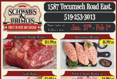 Schwab's & Primo's Flyer January 27 to February 1