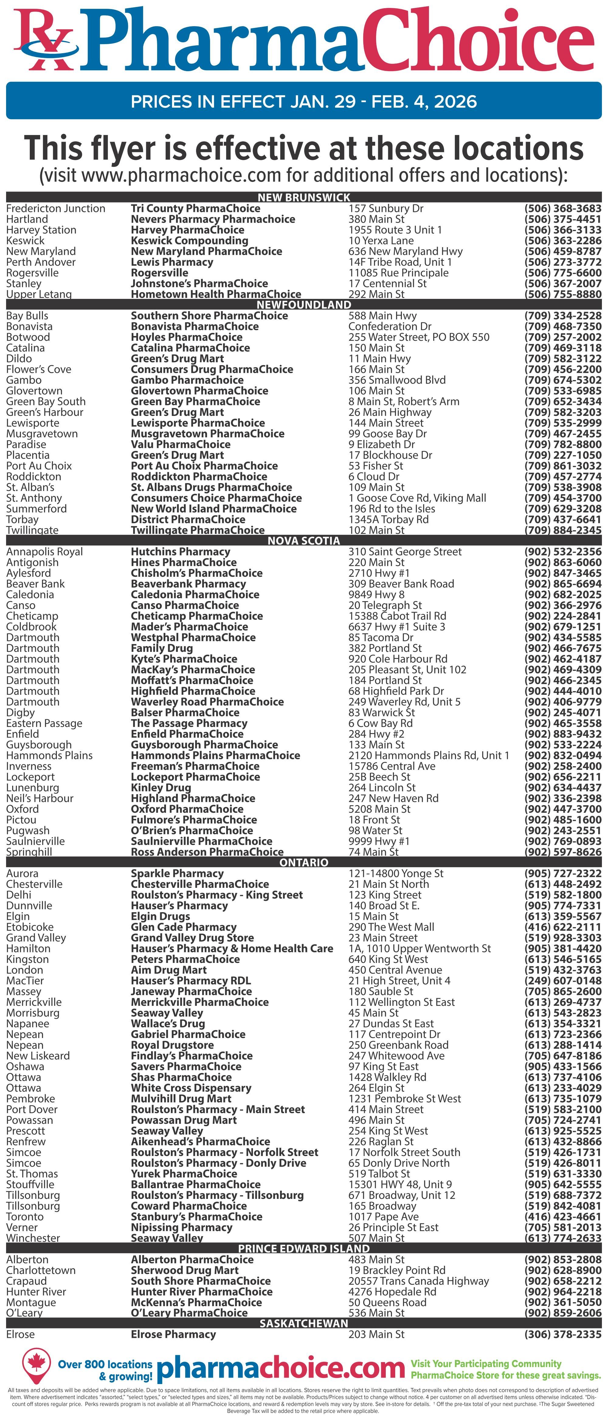 PharmaChoice (ON & Atlantic) Flyer January 29 to February 4
