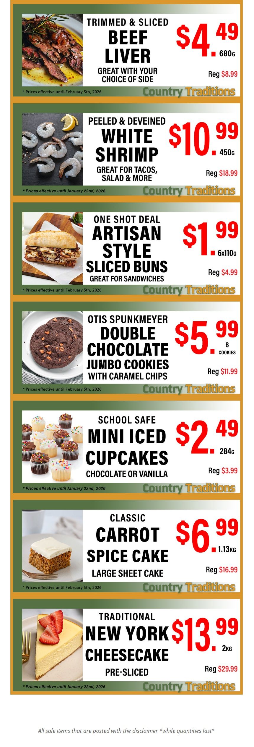 Country Traditions One-Shot Deals Flyer January 30 to February 5