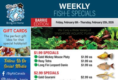Big Al's (Barrie) Weekly Specials February 6 to 12
