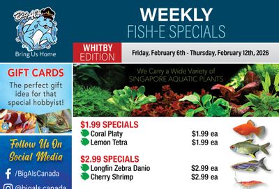 Big Al's (Whitby) Weekly Specials February 6 to 12