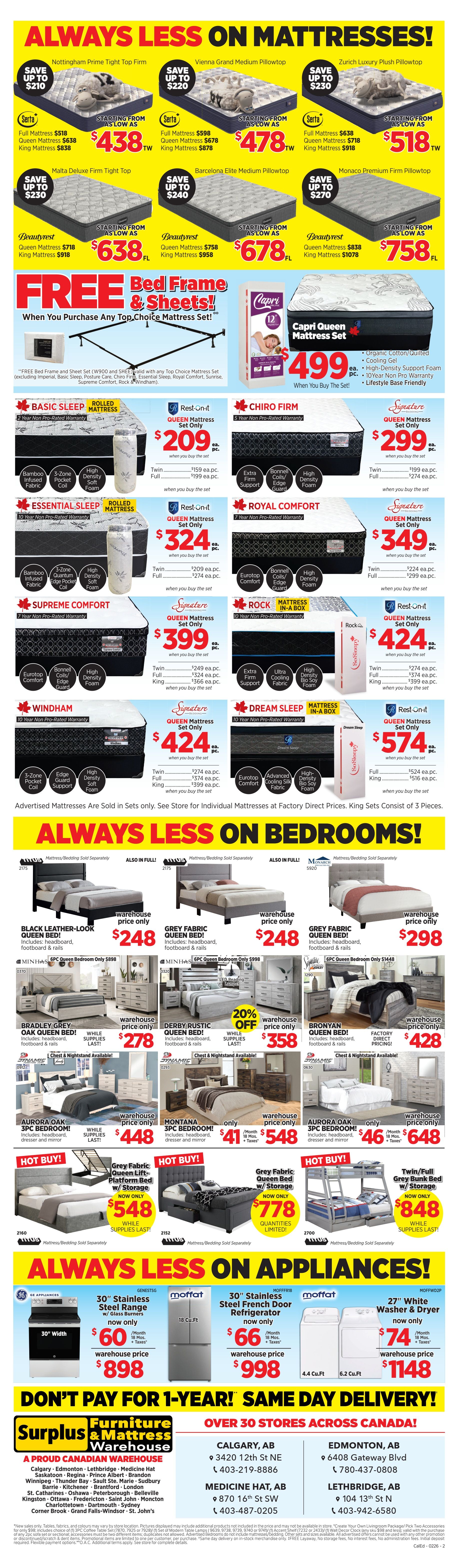 Surplus Furniture & Mattress Warehouse (Calgary, Edmonton) Flyer February 9 to 22