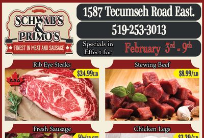 Schwab's & Primo's Flyer February 10 to 15