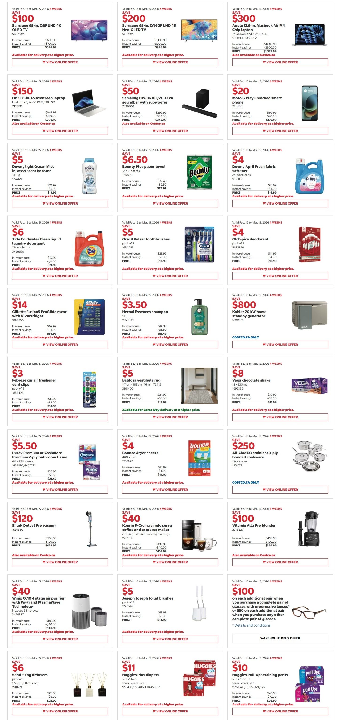 Costco (West, ON, Atlantic Canada) Warehouse Offers February 16 to March 1