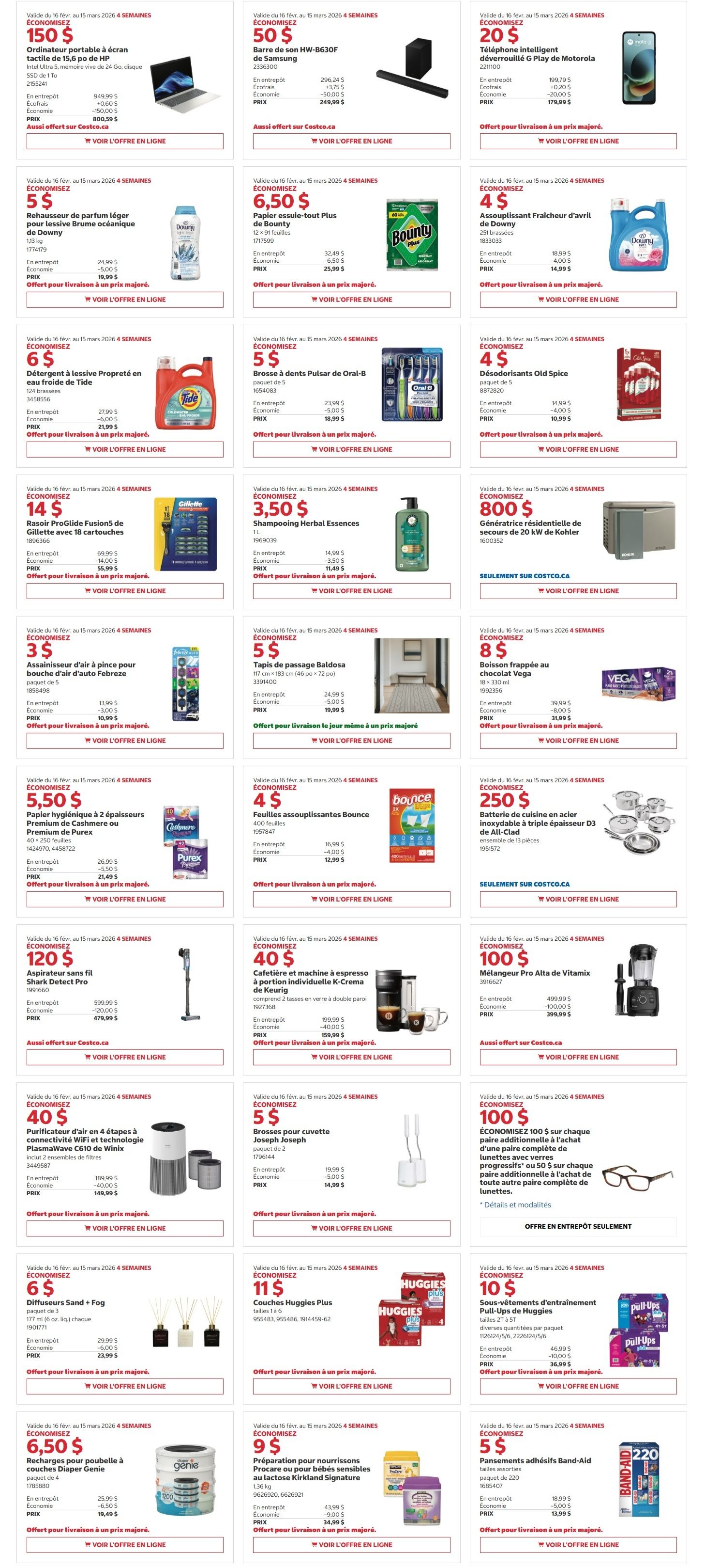 Costco (QC) Warehouse Offers February 16 to March 1