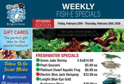 Big Al's (Kitchener) Weekly Specials February 20 to 26
