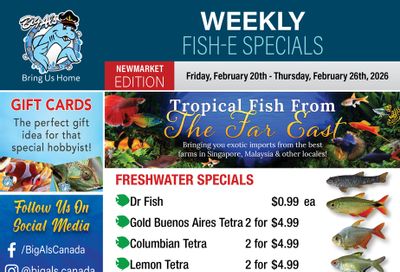 Big Al's (Newmarket) Weekly Specials February 20 to 26