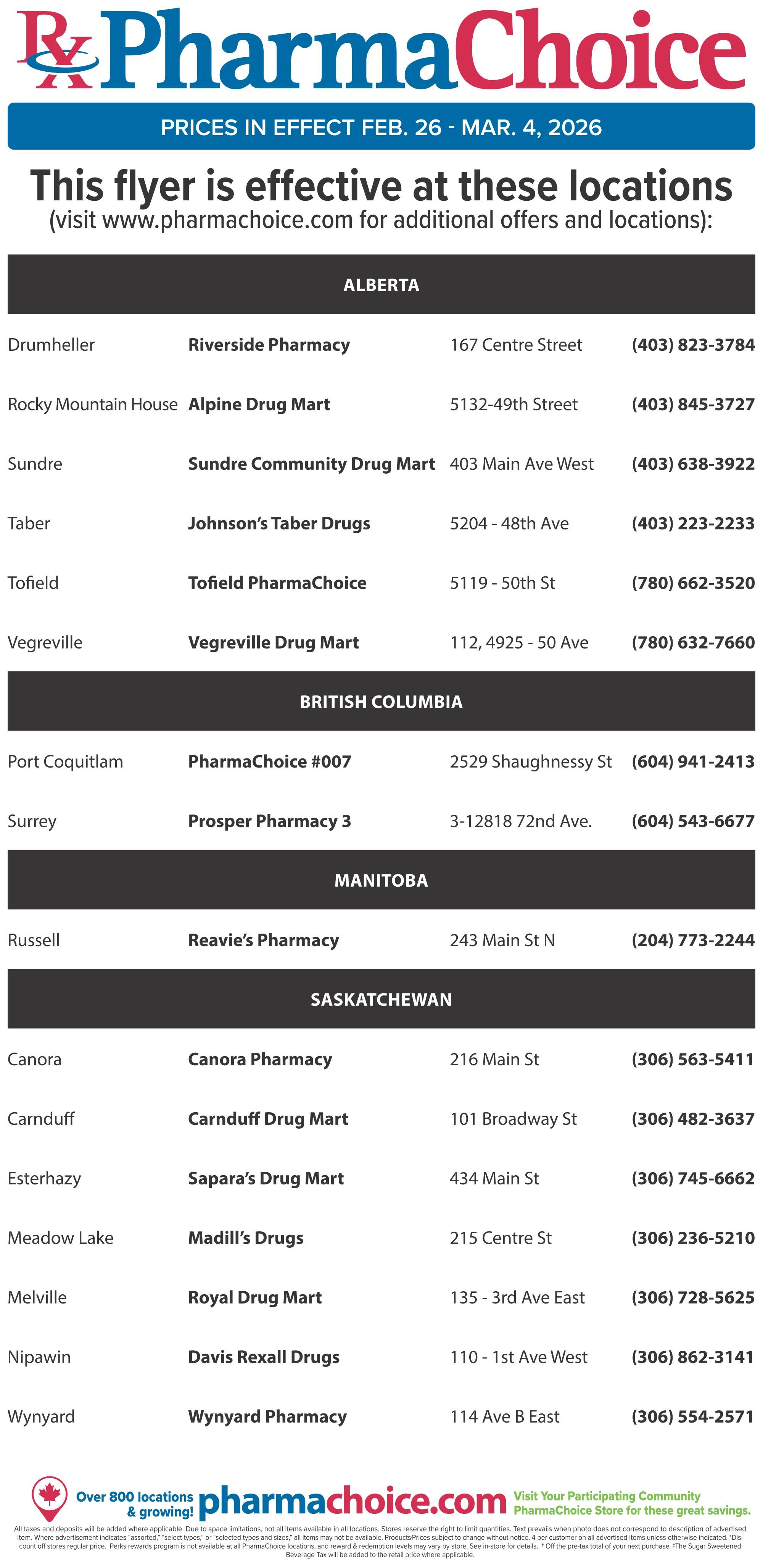 PharmaChoice (BC, AB, SK & MB) Flyer February 26 to March 4