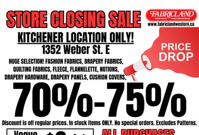 Fabricland (Kitchener) Store Closing Sale Flyer February 26 to 28