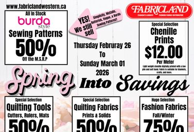 Fabricland (St. Catharines, Welland) Flyer February 26 to March 1