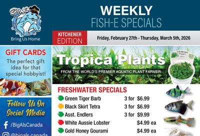 Big Al's (Kitchener) Weekly Specials February 27 to March 5