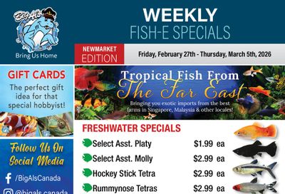 Big Al's (Newmarket) Weekly Specials February 27 to March 5