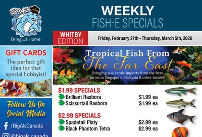 Big Al's (Whitby) Weekly Specials February 27 to March 5