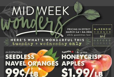 The Root Cellar Mid-Week Flyer March 3 and 4