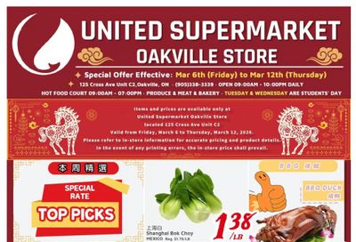 United Supermarket (Oakville) Flyer March 6 to 12