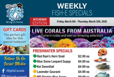 Big Al's (Kitchener) Weekly Specials March 6 to 12