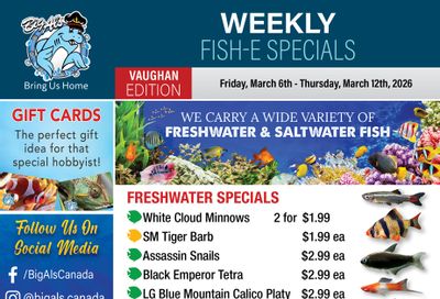 Big Al's (Vaughan) Weekly Specials March 6 to 12