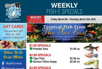 Big Al's (Whitby) Weekly Specials March 6 to 12