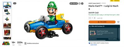 LEGO Canada: Mario Kart Luigi & Mach 8 Available for Pre-Order + More