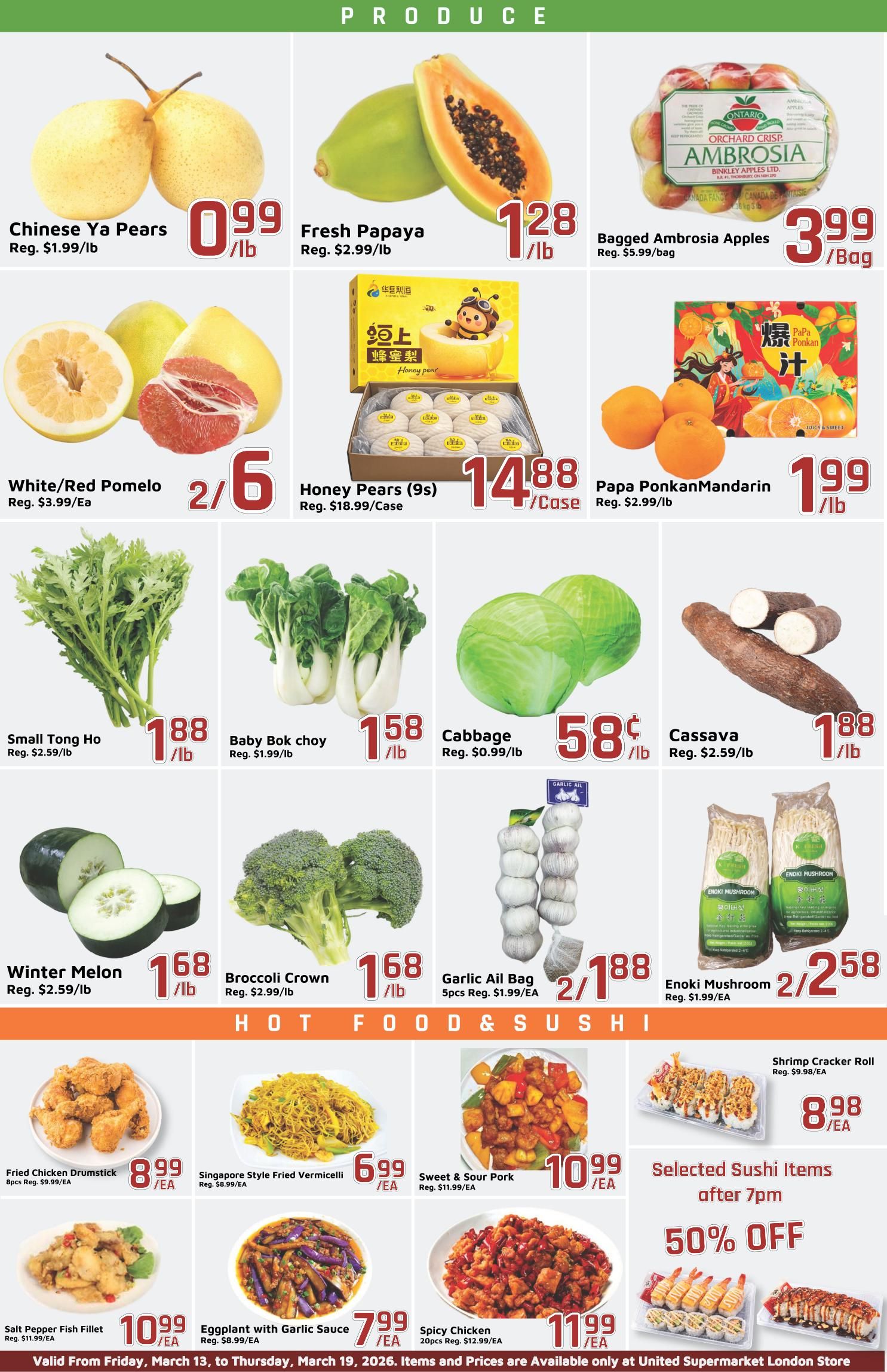 United Supermarket (London) Flyer March 13 to 19