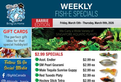 Big Al's (Barrie) Weekly Specials March 13 to 19