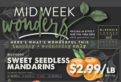 The Root Cellar Mid-Week Flyer March 17 and 18