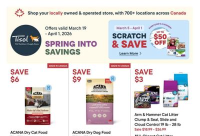 Tisol Pet Nutrition & Supply Stores Flyer March 19 to April 1