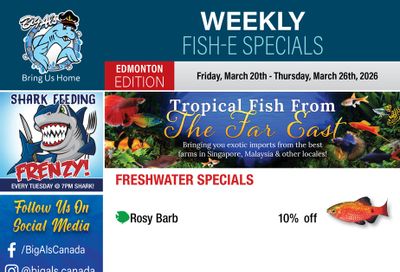 Big Al's (Edmonton) Weekly Specials March 20 to 26