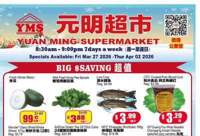 Yuan Ming Supermarket Flyer March 27 to April 2