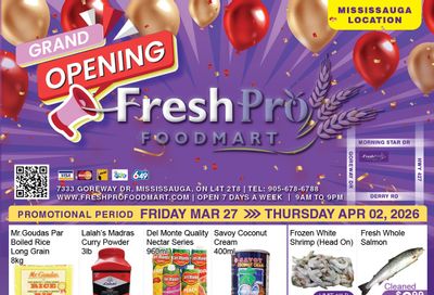FreshPro Foodmart (Mississauga) Flyer March 27 to April 2