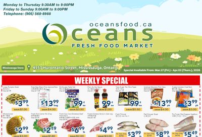 Oceans Fresh Food Market (Mississauga) Flyer March 27 to April 2