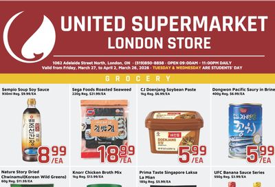 United Supermarket (London) Flyer March 27 to April 2