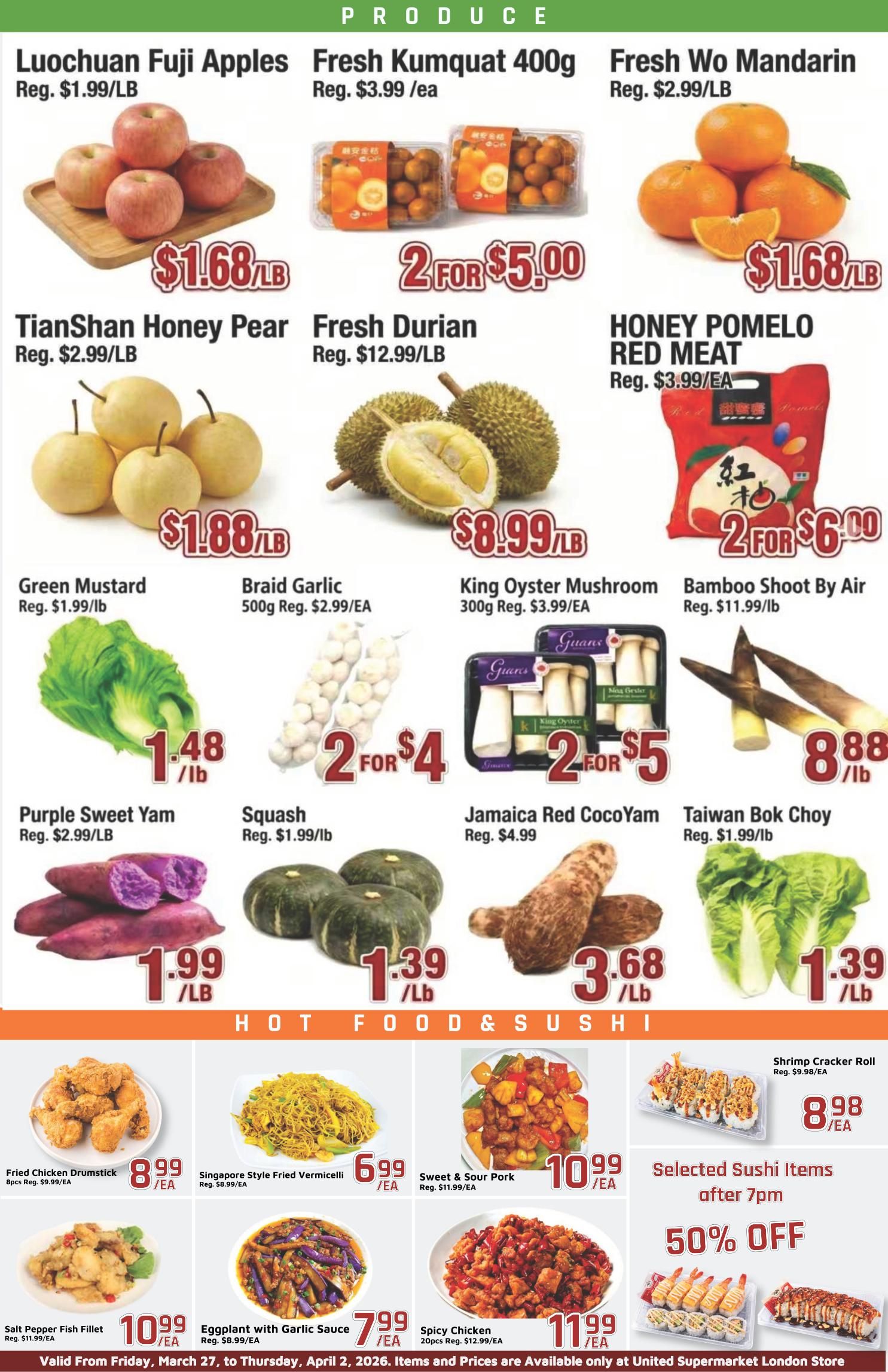 United Supermarket (London) Flyer March 27 to April 2