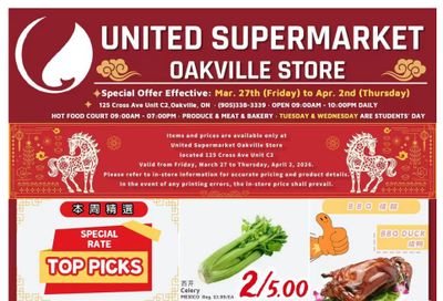 United Supermarket (Oakville) Flyer March 27 to April 2