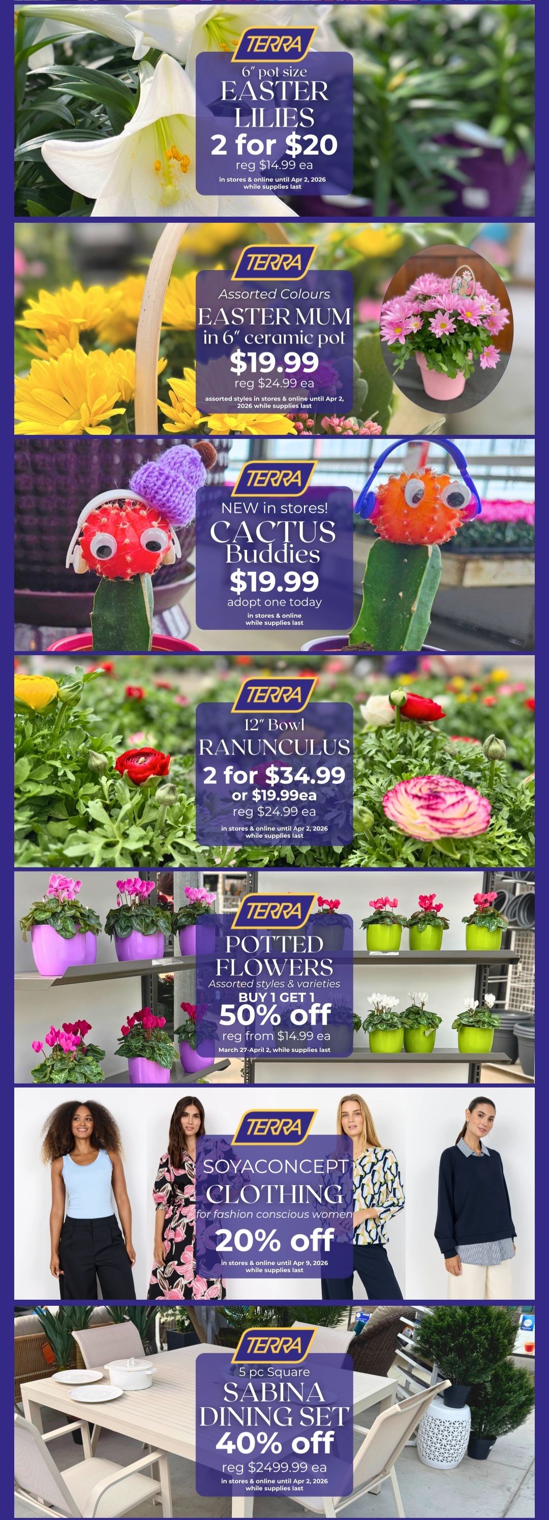 Terra Greenhouses Flyer March 27 to April 2
