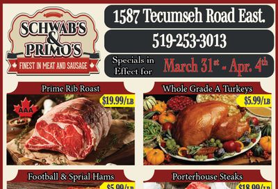 Schwab's & Primo's Flyer March 31 to April 4