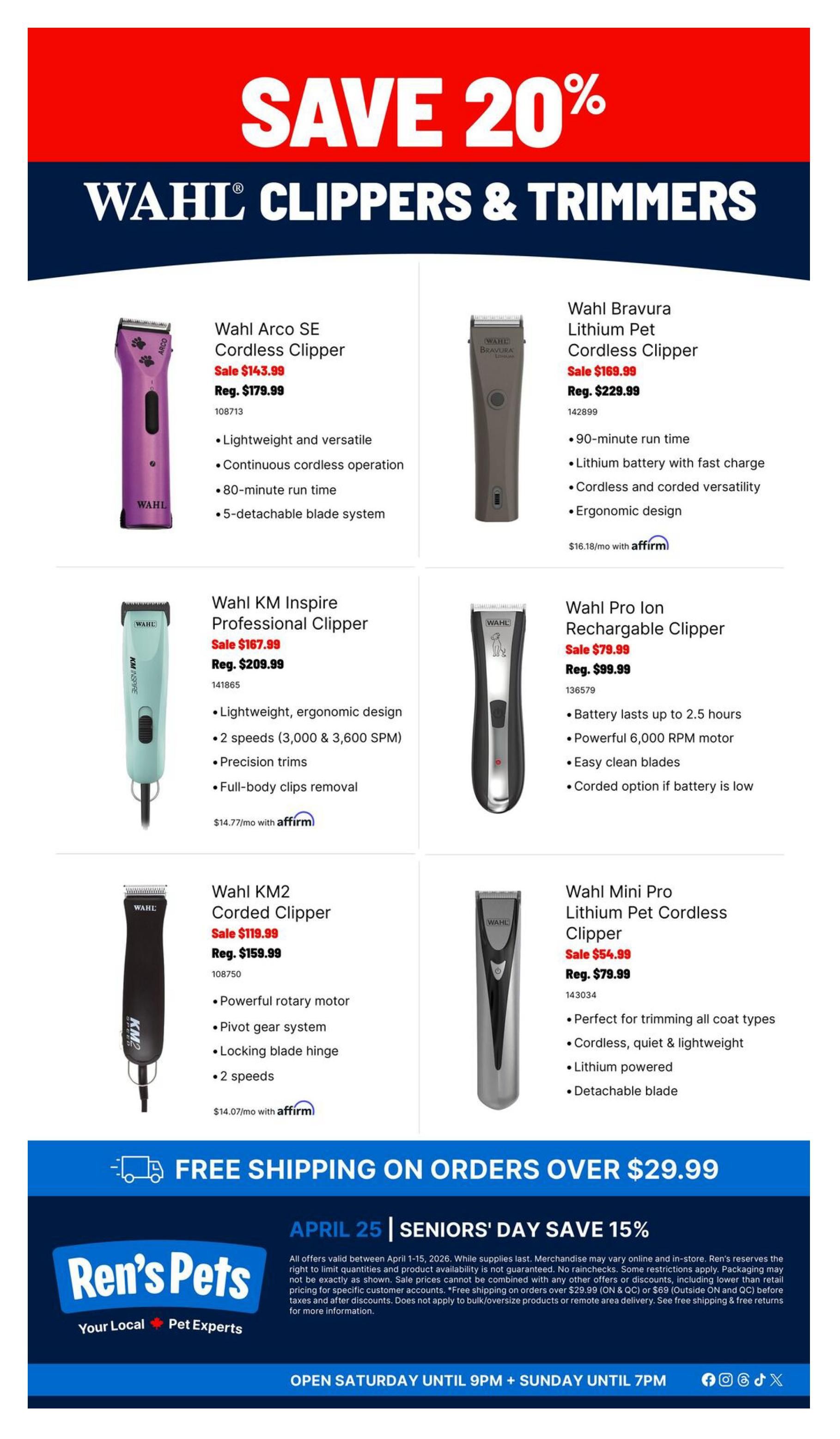 Ren's Pets Grooming Must Haves Flyer April 1 to 15