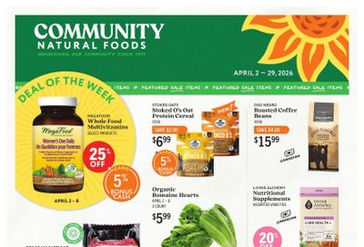 Community Natural Foods Flyer April 2 to 29