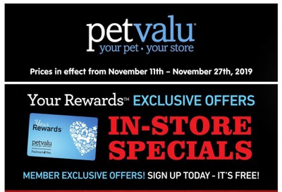 Pet Valu Loyalty in-store Flyer November 11 to 27