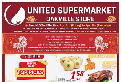 United Supermarket (Oakville) Flyer April 3 to 9