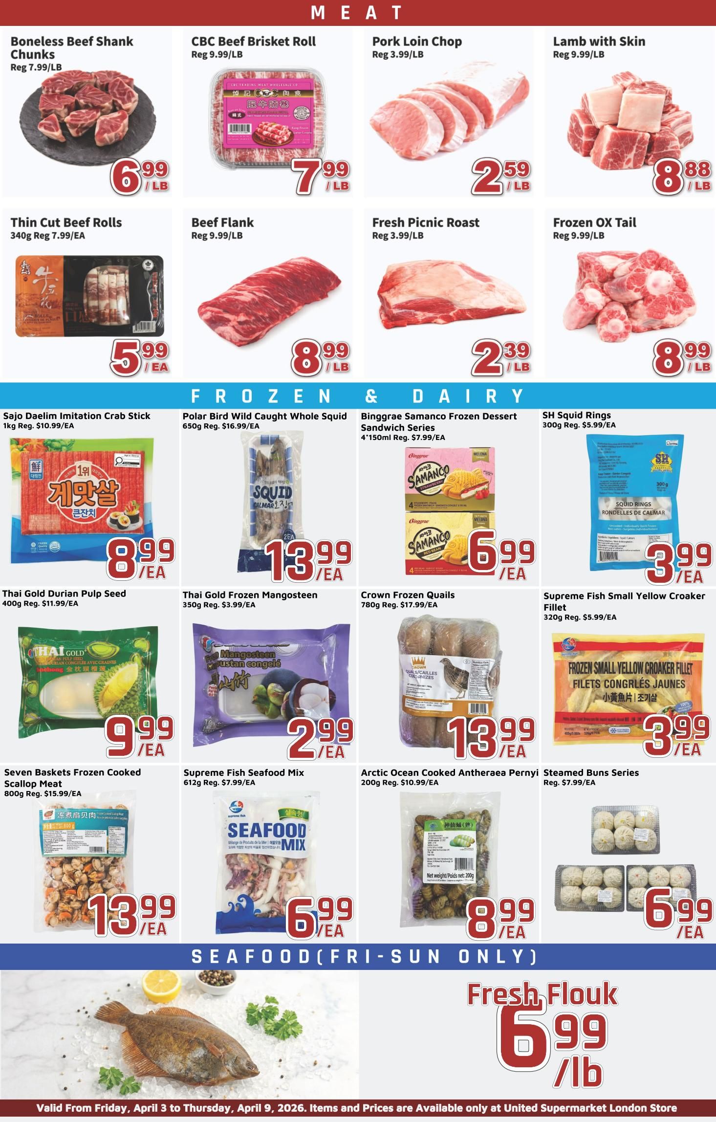 United Supermarket (London) Flyer April 3 to 9
