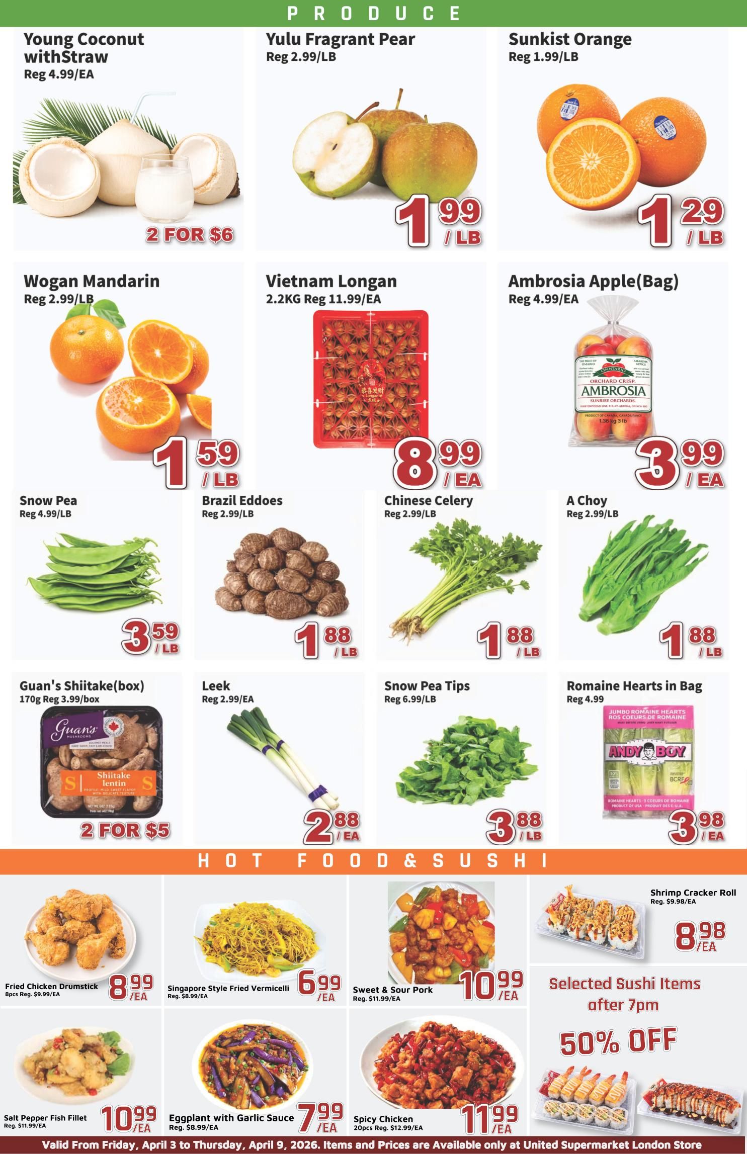 United Supermarket (London) Flyer April 3 to 9